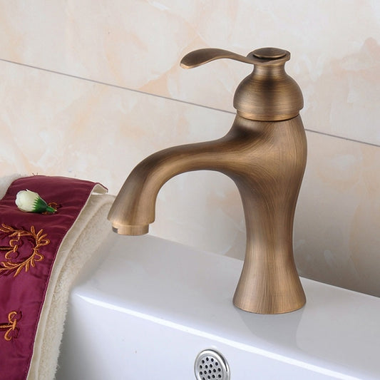 Antique Copper Single-Hole Under-Counter Basin Hot & Cold Water Faucet