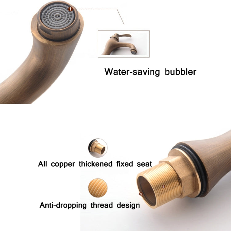 Antique Copper Single-Hole Under-Counter Basin Hot & Cold Water Faucet