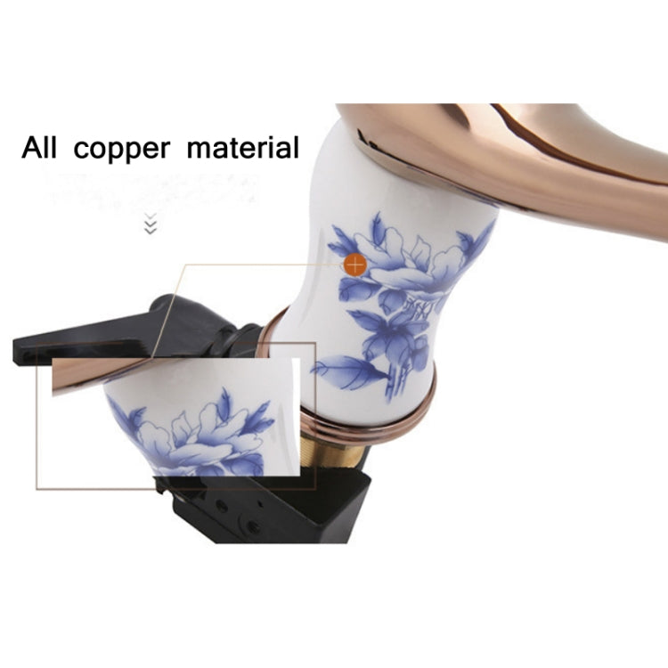 Washbasin All-Bronze Blue And White Porcelain Hot & Cold Faucet