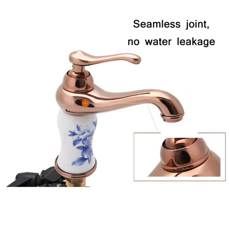 Washbasin All-Bronze Blue And White Porcelain Hot & Cold Faucet