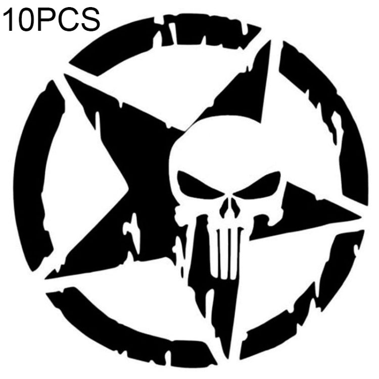 10 PCS The Punisher Skull Car Sticker Pentagram Vinyl Decals Motorcycle Accessories, Size: 13x13cm, The Punisher Skull