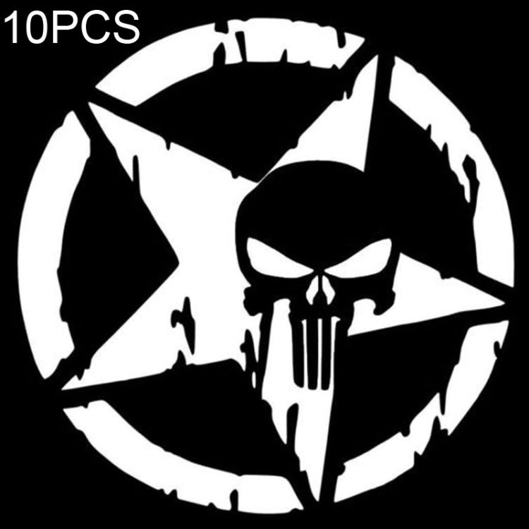 10 PCS The Punisher Skull Car Sticker Pentagram Vinyl Decals Motorcycle Accessories, Size: 13x13cm, The Punisher Skull