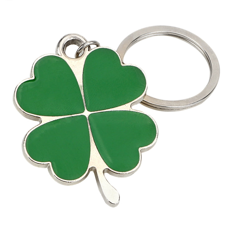 Green Leaf Car Keychain Keyring Lucky Key Chain Purse Bag Pendants Steel Stainless Car Styling Four-leaf Clover Key Rings, Green Leaf Shape