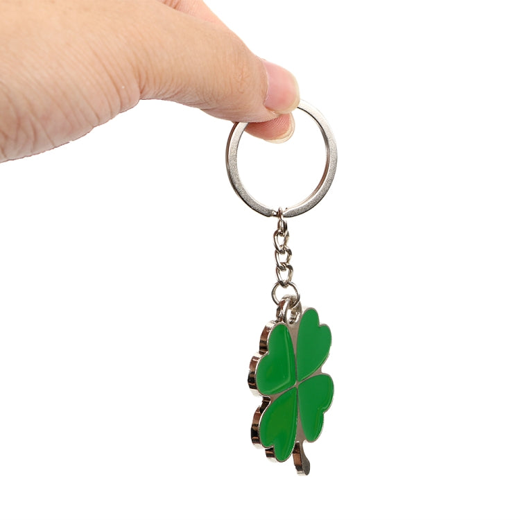 Green Leaf Car Keychain Keyring Lucky Key Chain Purse Bag Pendants Steel Stainless Car Styling Four-leaf Clover Key Rings, Green Leaf Shape