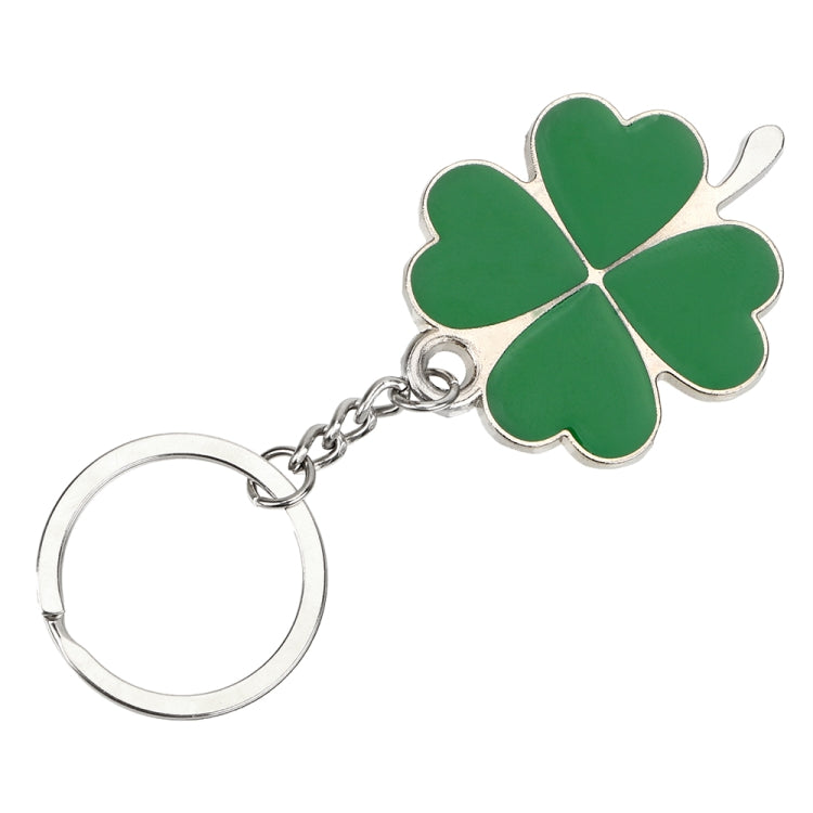 Green Leaf Car Keychain Keyring Lucky Key Chain Purse Bag Pendants Steel Stainless Car Styling Four-leaf Clover Key Rings, Green Leaf Shape