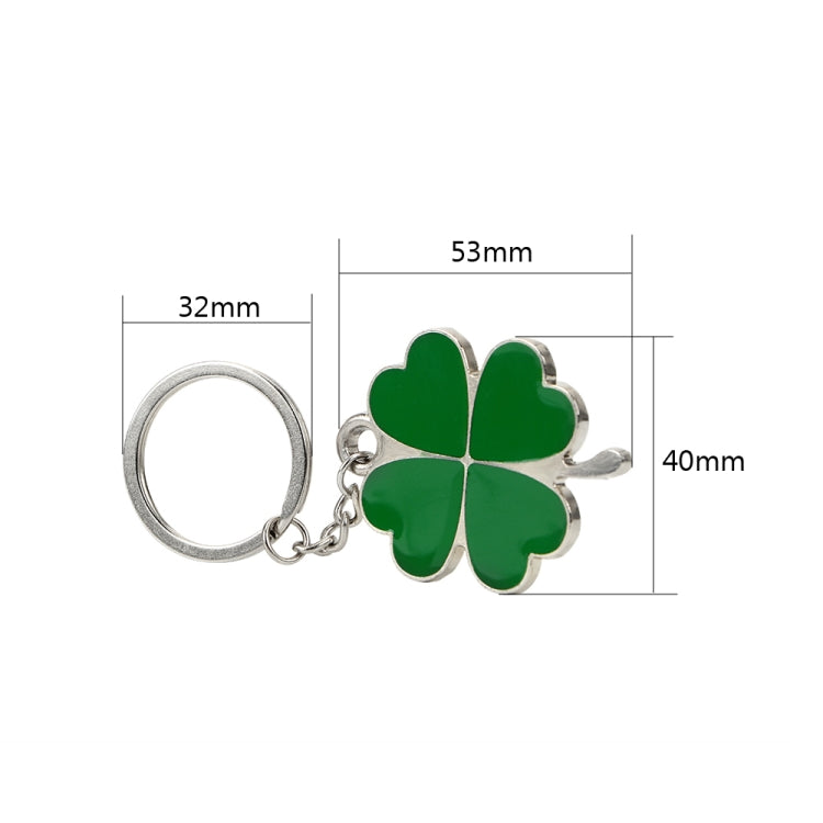 Green Leaf Car Keychain Keyring Lucky Key Chain Purse Bag Pendants Steel Stainless Car Styling Four-leaf Clover Key Rings, Green Leaf Shape