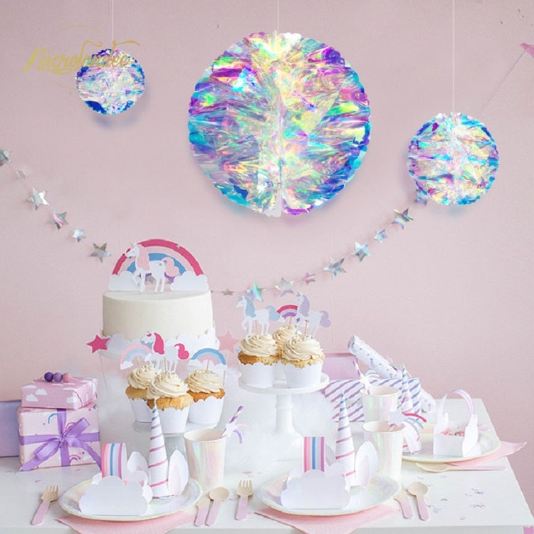 2 PCS Neon Film Honeycomb Ball Ornaments Wedding Birthday Party Decoration Supplies