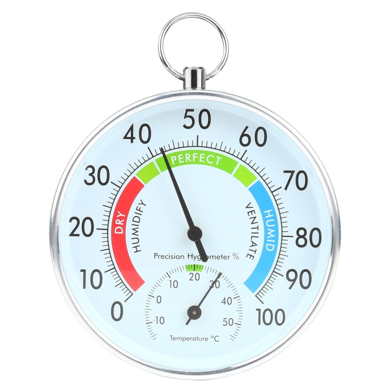 Mini Round Clock-shaped Indoor Outdoor Hygrometer Humidity Thermometer Temperature Meter with Hanging Ring