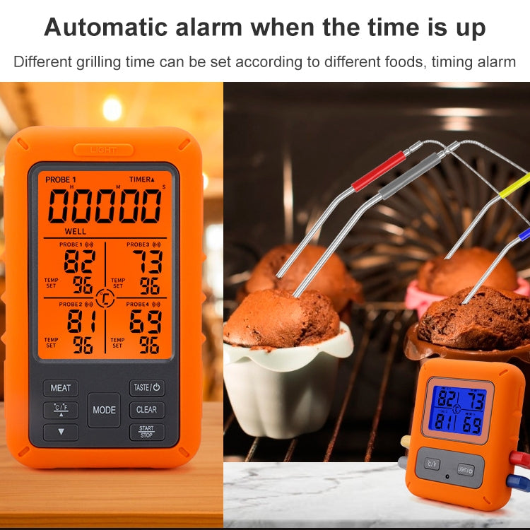 TS-TP40-B Kitchen Food Wireless Four Probe Thermometer, Probe is Non-waterproof