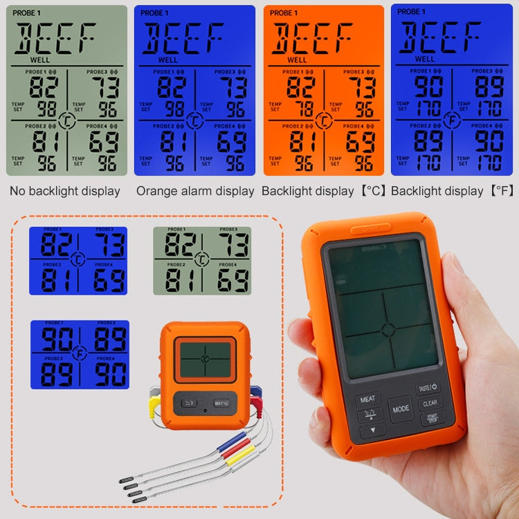 TS-TP40-A Kitchen Food Wireless Four Probe Thermometer, Probe is Waterproof