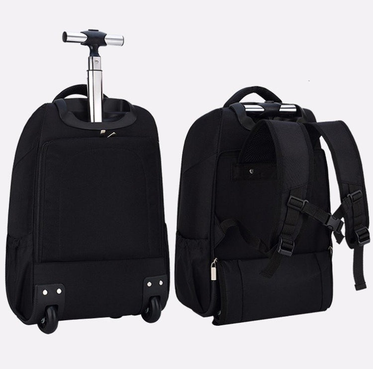 18 inch Pull Rod Double Shoulders School Bag Book Backpack Business Travel Box Bag